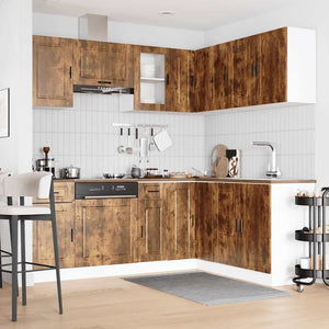 vidaXL 11 Piece Kitchen Cabinet Set Porto Smoked Oak Engineered Wood