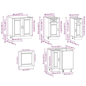 vidaXL 11 Piece Kitchen Cabinet Set Porto Smoked Oak Engineered Wood