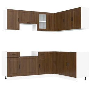 vidaXL 11 Piece Kitchen Cabinet Set Porto Brown Oak Engineered Wood