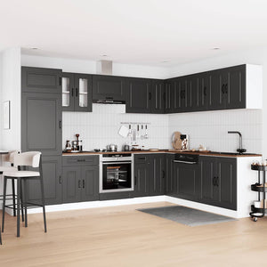 vidaXL 14 Piece Kitchen Cabinet Set Kalmar Black Engineered Wood