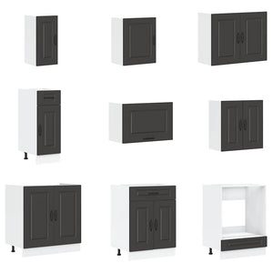 vidaXL 14 Piece Kitchen Cabinet Set Kalmar Black Engineered Wood