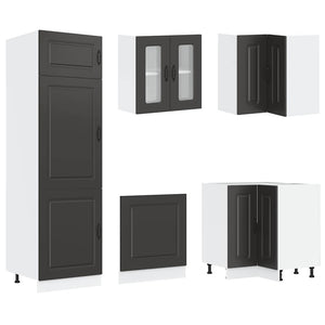 vidaXL 14 Piece Kitchen Cabinet Set Kalmar Black Engineered Wood