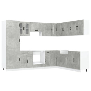 vidaXL 14 Piece Kitchen Cabinet Set Kalmar Concrete Grey Engineered Wood