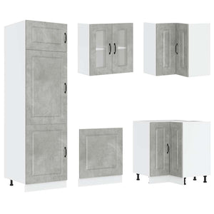 vidaXL 14 Piece Kitchen Cabinet Set Kalmar Concrete Grey Engineered Wood