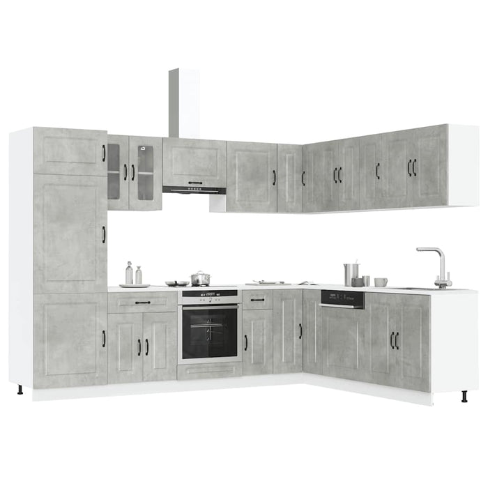 vidaXL 14 Piece Kitchen Cabinet Set Kalmar Concrete Grey Engineered Wood