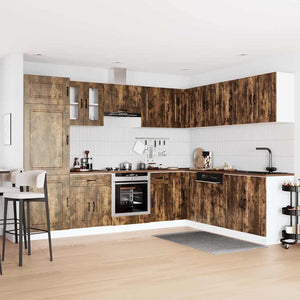 vidaXL 14 Piece Kitchen Cabinet Set Kalmar Smoked Oak Engineered Wood