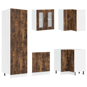 vidaXL 14 Piece Kitchen Cabinet Set Kalmar Smoked Oak Engineered Wood