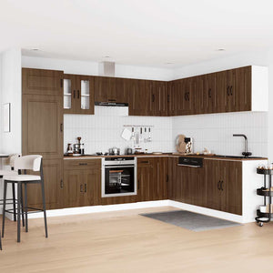 vidaXL 14 Piece Kitchen Cabinet Set Kalmar Brown Oak Engineered Wood