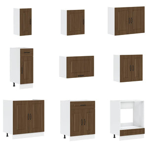 vidaXL 14 Piece Kitchen Cabinet Set Kalmar Brown Oak Engineered Wood