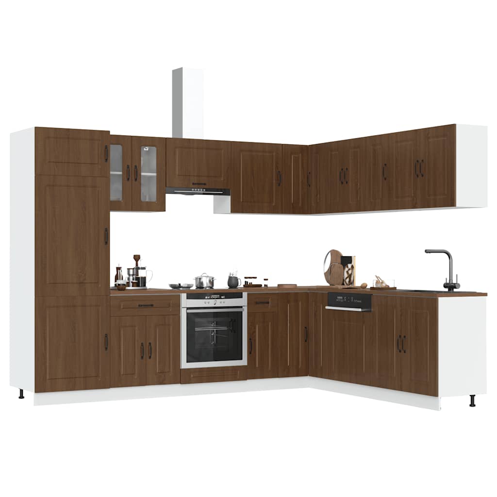 vidaXL 14 Piece Kitchen Cabinet Set Kalmar Brown Oak Engineered Wood