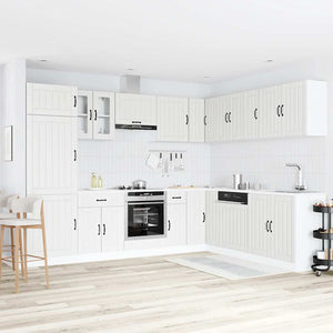 vidaXL 14 Piece Kitchen Cabinet Set Lucca White Engineered Wood