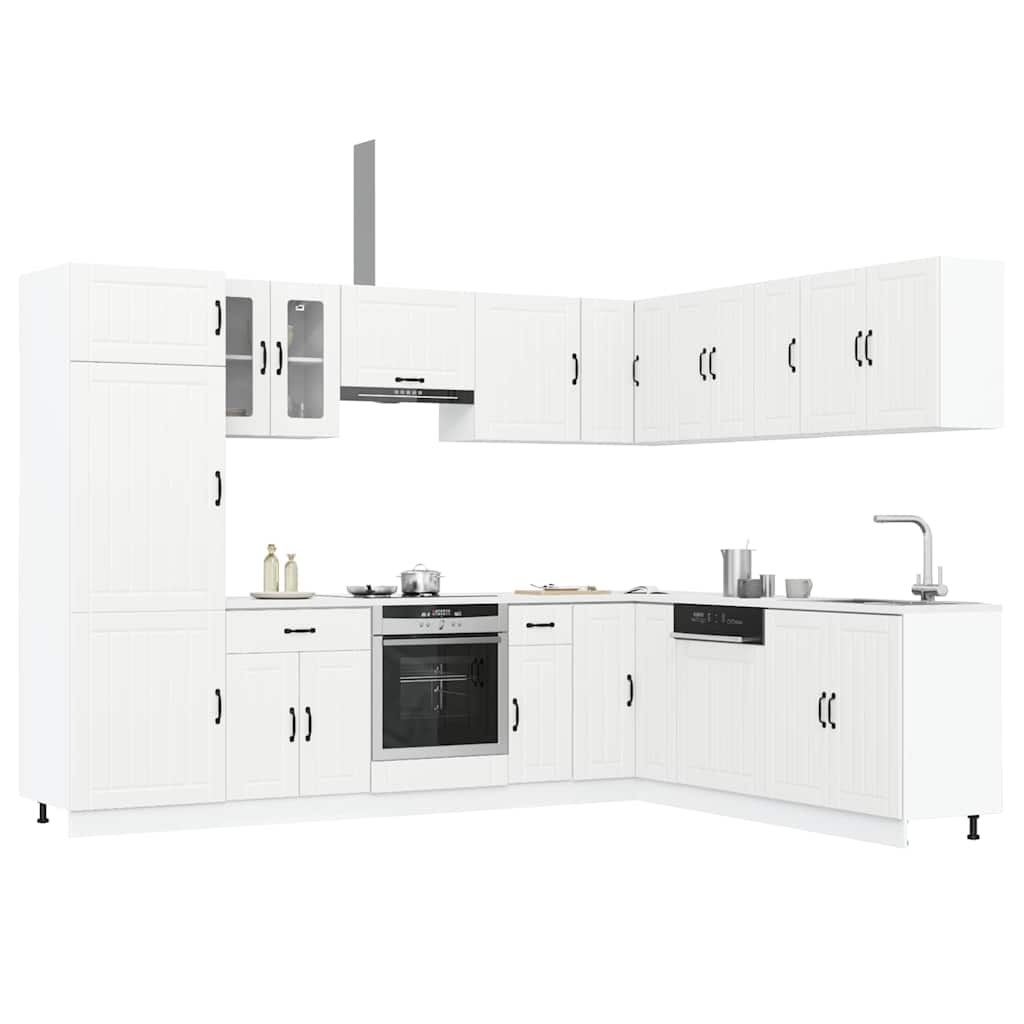 vidaXL 14 Piece Kitchen Cabinet Set Lucca White Engineered Wood