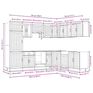 vidaXL 14 Piece Kitchen Cabinet Set Lucca Black Engineered Wood