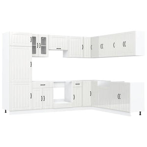 vidaXL 14 Piece Kitchen Cabinet Set Lucca Gloss White Engineered Wood