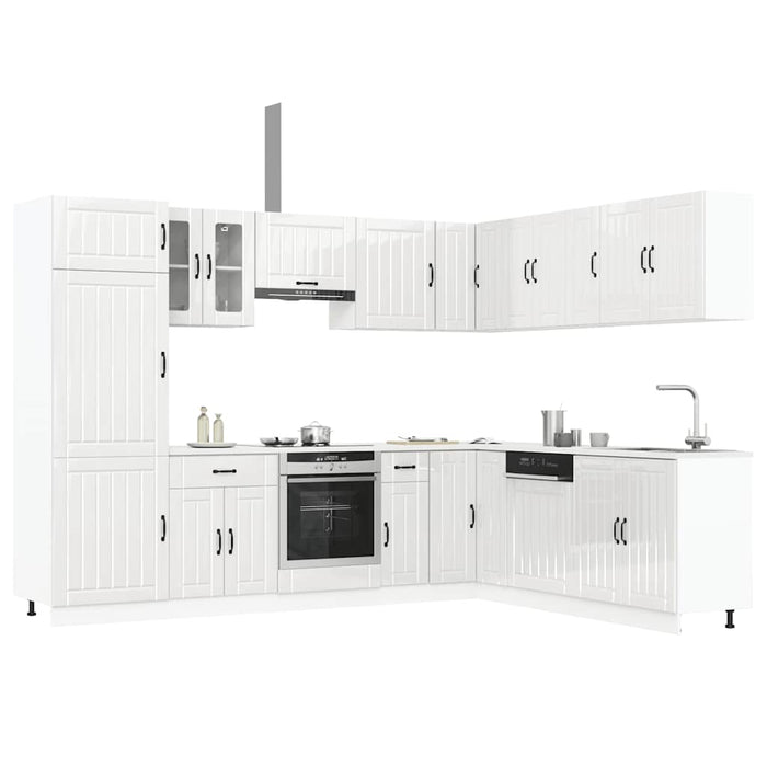 vidaXL 14 Piece Kitchen Cabinet Set Lucca Gloss White Engineered Wood