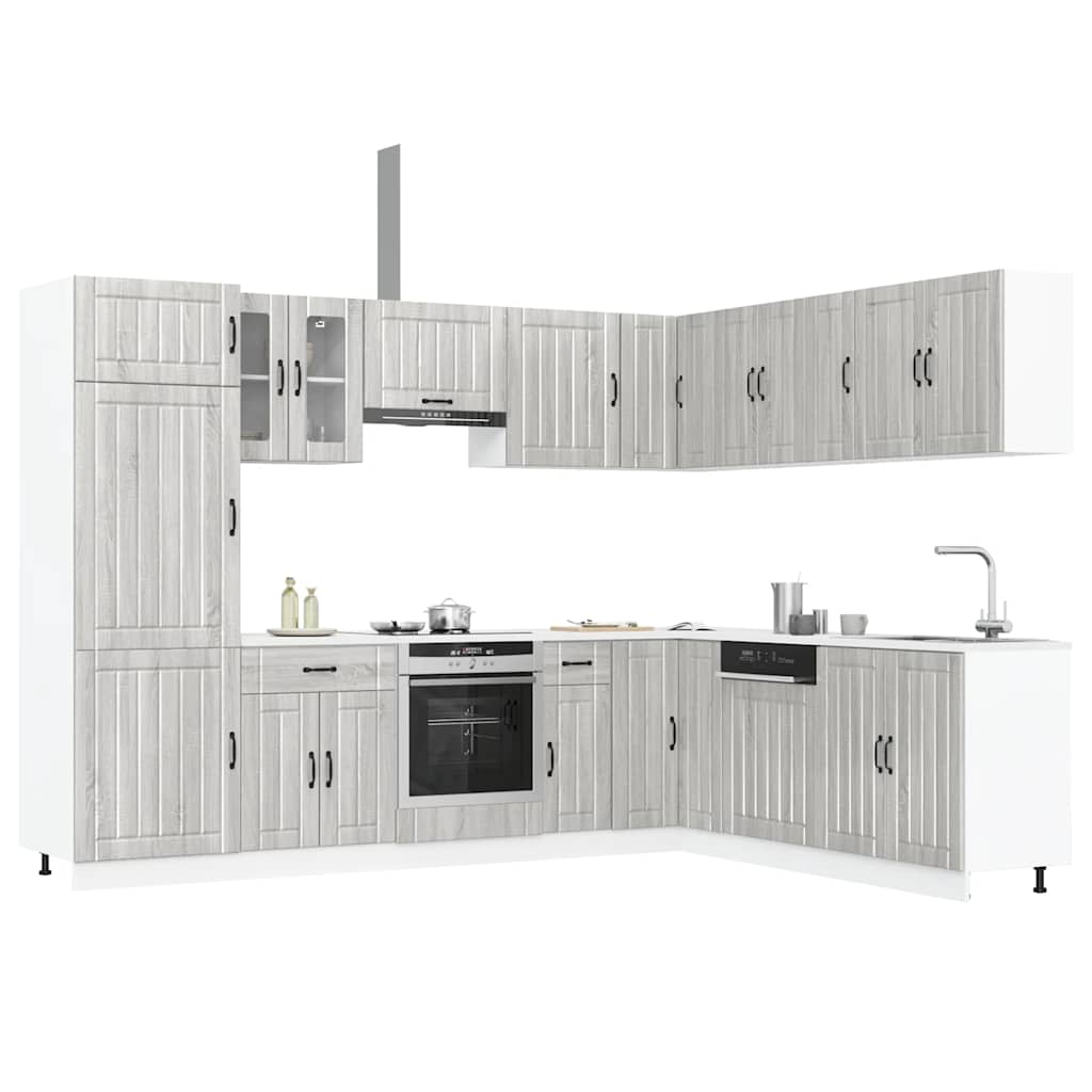 vidaXL 14 Piece Kitchen Cabinet Set Lucca Grey Sonoma Engineered Wood