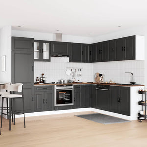 vidaXL 14 Piece Kitchen Cabinet Set Porto Black Engineered Wood