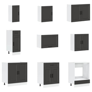 vidaXL 14 Piece Kitchen Cabinet Set Porto Black Engineered Wood