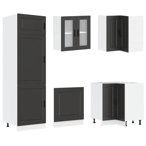 vidaXL 14 Piece Kitchen Cabinet Set Porto Black Engineered Wood