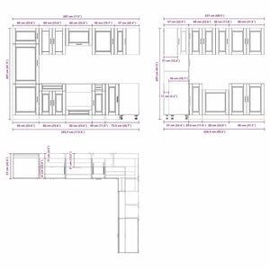 vidaXL 14 Piece Kitchen Cabinet Set Porto Black Engineered Wood