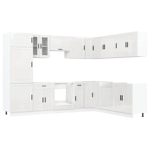 vidaXL 14 Piece Kitchen Cabinet Set Porto Gloss White Engineered Wood