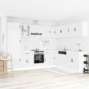 vidaXL 14 Piece Kitchen Cabinet Set Porto Gloss White Engineered Wood