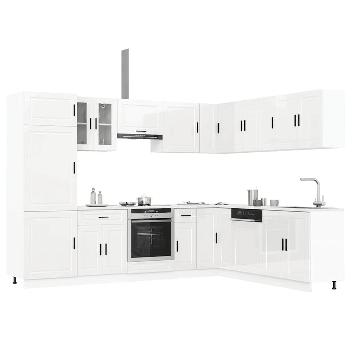 vidaXL 14 Piece Kitchen Cabinet Set Porto Gloss White Engineered Wood