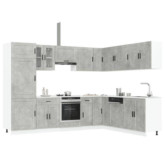 vidaXL 14 Piece Kitchen Cabinet Set Porto Concrete Grey Engineered Wood