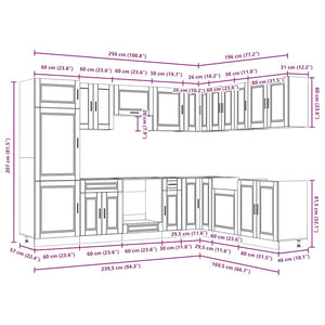 vidaXL 14 Piece Kitchen Cabinet Set Porto Grey Sonoma Engineered Wood