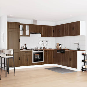 vidaXL 14 Piece Kitchen Cabinet Set Porto Brown Oak Engineered Wood