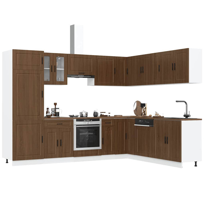 vidaXL 14 Piece Kitchen Cabinet Set Porto Brown Oak Engineered Wood