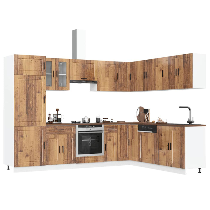 vidaXL 14 Piece Kitchen Cabinet Set Porto Old Wood Engineered Wood