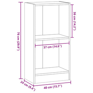 vidaXL Bookcase Brown Oak 40x24x76 cm Engineered Wood