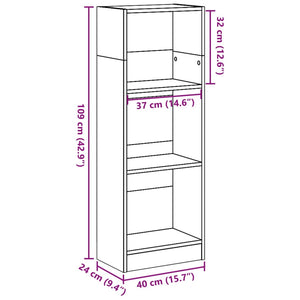 vidaXL Bookcase Black 40x24x109 cm Engineered Wood