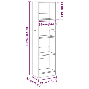 vidaXL Bookcase White 40x24x143 cm Engineered Wood