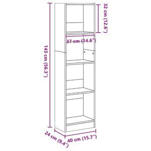 vidaXL Bookcase Sonoma Oak 40x24x143 cm Engineered Wood