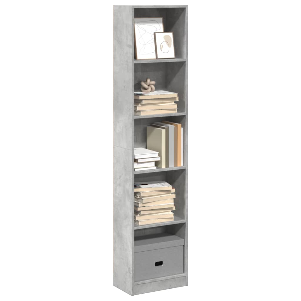 vidaXL Bookcase Concrete Grey 40x24x176 cm Engineered Wood