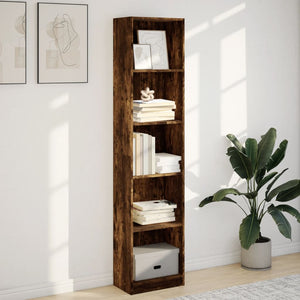 vidaXL Bookcase Smoked Oak 40x24x176 cm Engineered Wood