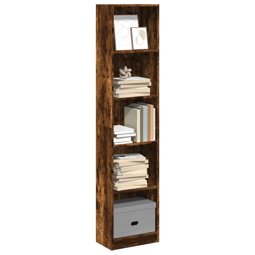 vidaXL Bookcase Smoked Oak 40x24x176 cm Engineered Wood