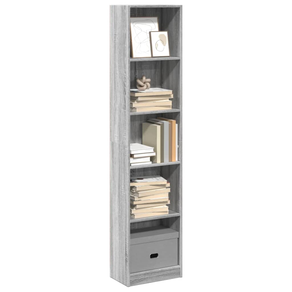 vidaXL Bookcase Grey Sonoma 40x24x176 cm Engineered Wood