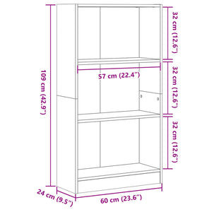 vidaXL Bookcase Black 60x24x109 cm Engineered Wood