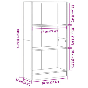 vidaXL Bookcase Old Wood 60x24x109 cm Engineered Wood