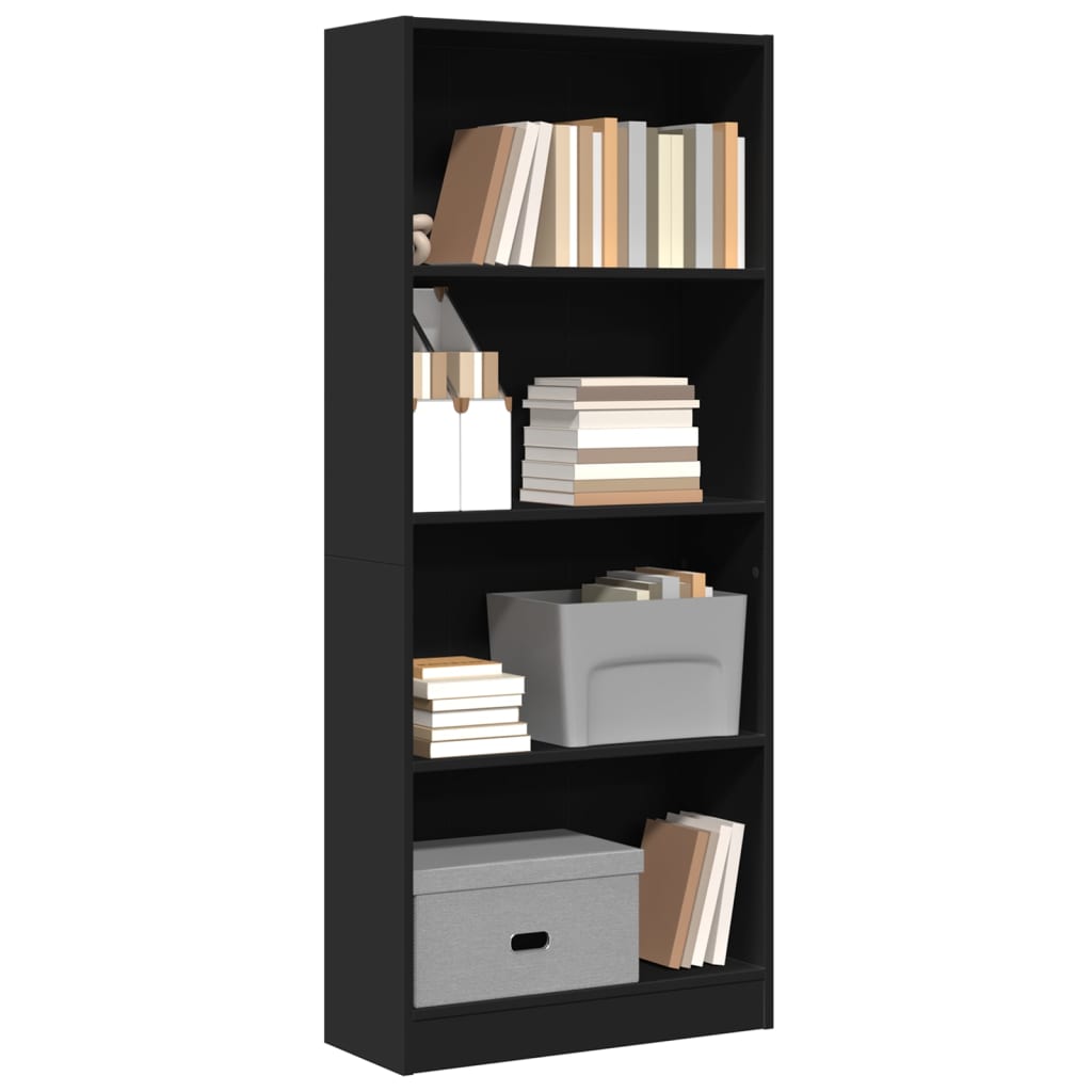 vidaXL Bookcase Black 60x24x143 cm Engineered Wood