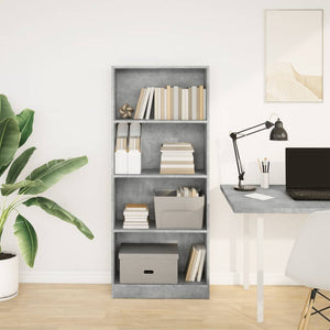 vidaXL Bookcase Concrete Grey 60x24x143 cm Engineered Wood