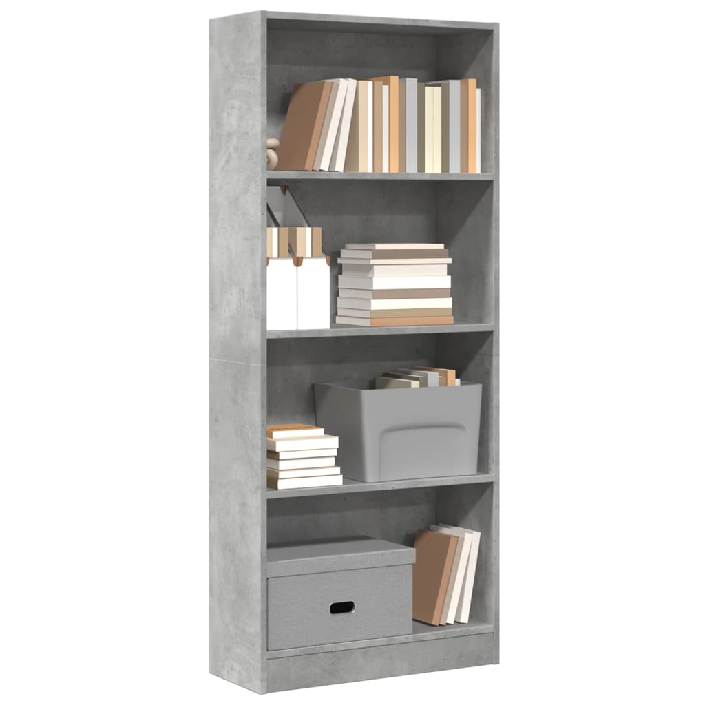 vidaXL Bookcase Concrete Grey 60x24x143 cm Engineered Wood