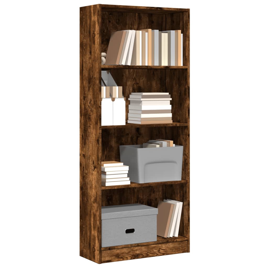 vidaXL Bookcase Smoked Oak 60x24x143 cm Engineered Wood