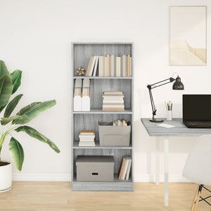 vidaXL Bookcase Grey Sonoma 60x24x143 cm Engineered Wood