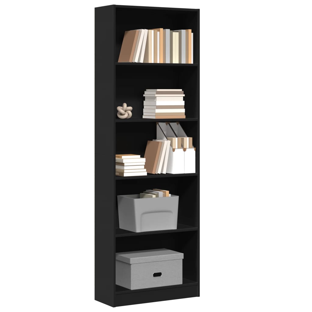 vidaXL Bookcase Black 60x24x176 cm Engineered Wood