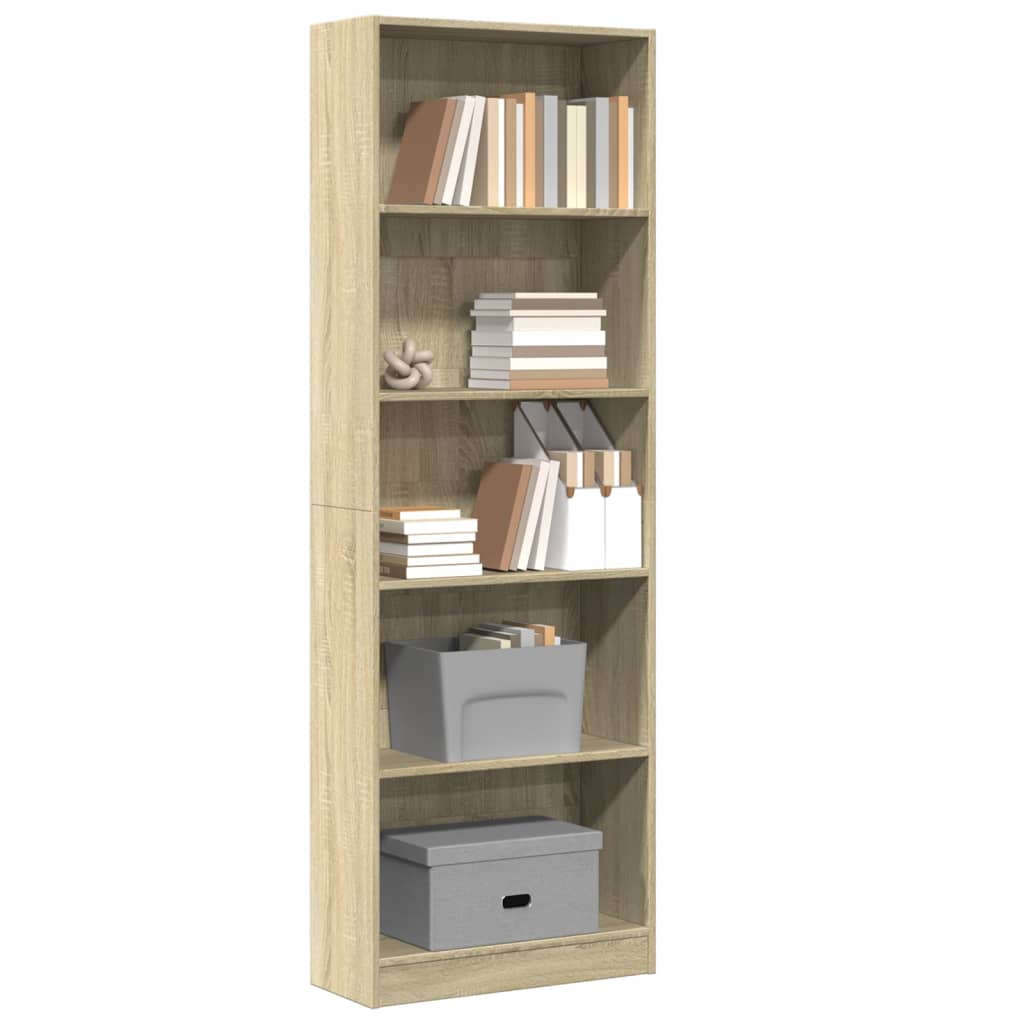 vidaXL Bookcase Sonoma Oak 60x24x176 cm Engineered Wood