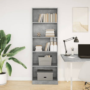 vidaXL Bookcase Concrete Grey 60x24x176 cm Engineered Wood